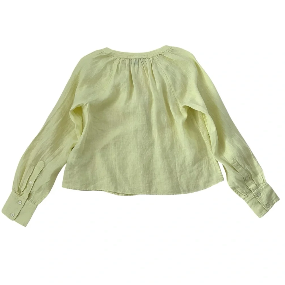 J. Crew Pale Yellow Linen Peasant Blouse - Picture 4 of 13